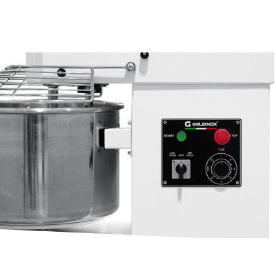 Pétrin à pâte 60 Litres sur roulettes 2 vitesses avec tête et cuve fixe (380V) PREMIUM - GOLDINOX