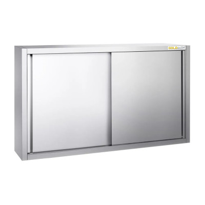 Placard mural inox 1400 x 400 mm / Hauteur 1000 mm avec portes coulissantes PREMIUM / GOLDINOX Placard mural inox 1400 x 400 mm / Hauteur 1000 mm avec portes coulissantes PREMIUM / GOLDINOX