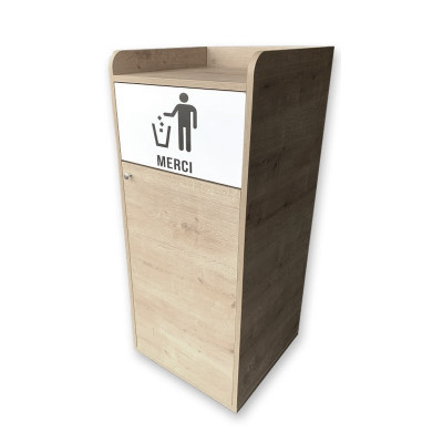 Poubelle snack en bois chêne clair 100L Poubelle snack en bois chêne clair 100L