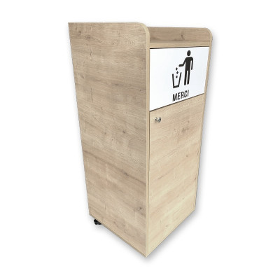 Poubelle snack en bois chêne clair 100L Poubelle snack en bois chêne clair 100L