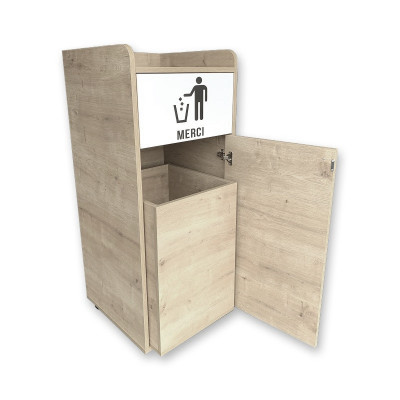 Lot de 2 Poubelles snack en bois chêne clair 100L Lot de 2 Poubelles snack en bois chêne clair 100L