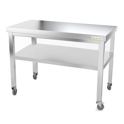 Table inox 1200 x 500 mm sur roulettes / GOLDINOX Table inox 1200 x 500 mm sur roulettes / GOLDINOX