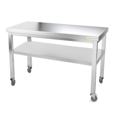 Table inox 1600 x 500 mm sur roulettes / GOLDINOX Table inox 1600 x 500 mm sur roulettes / GOLDINOX