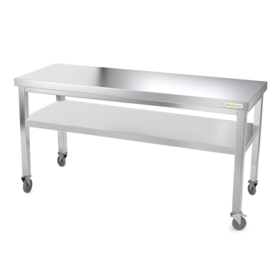 Table inox 1800 x 500 mm sur roulettes / GOLDINOX Table inox 1800 x 500 mm sur roulettes / GOLDINOX