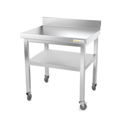 Table inox 700 x 500 mm adossée sur roulettes / GOLDINOX Table inox 700 x 500 mm adossée sur roulettes / GOLDINOX