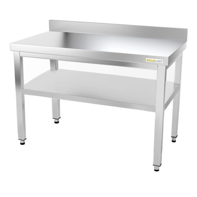 Table inox 1200 x 600 mm adossée avec renfort PREMIUM / GOLDINOX Table inox 1200 x 600 mm adossée avec renfort PREMIUM / GOLDINOX