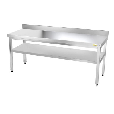Table inox 2000 x 600 mm adossée avec renfort PREMIUM / GOLDINOX Table inox 2000 x 600 mm adossée avec renfort PREMIUM / GOLDINOX