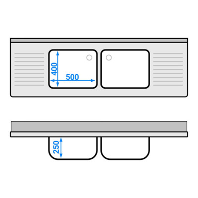 Plonge inox 2 bacs - 1800 x 600 mm égouttoir droite et gauche PREMIUM / GOLDINOX Plonge inox 2 bacs - 1800 x 600 mm égouttoir droite et gauche PREMIUM / GOLDINOX