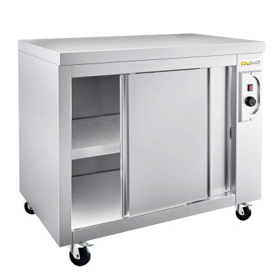 Meuble bas inox chauffant 1200 x 600 mm sur roulettes PREMIUM / GOLDINOX Meuble bas inox chauffant 1200 x 600 mm sur roulettes PREMIUM / GOLDINOX