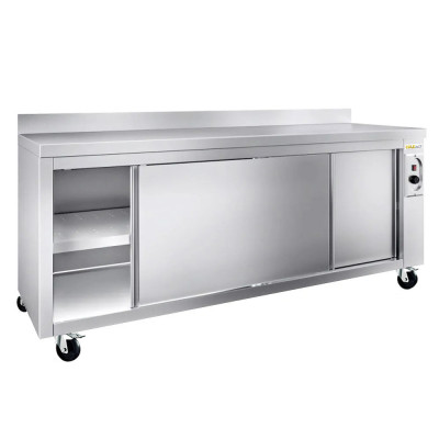Meuble bas inox chauffant 2000 x 600 mm adossé sur roulettes PREMIUM / GOLDINOX Meuble bas inox chauffant 2000 x 600 mm adossé sur roulettes PREMIUM / GOLDINOX