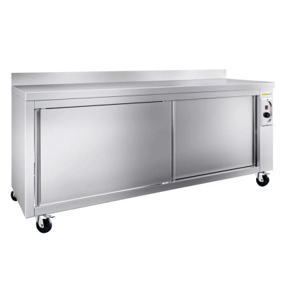 Meuble bas inox chauffant 2000 x 700 mm adossé sur roulettes PREMIUM / GOLDINOX Meuble bas inox chauffant 2000 x 700 mm adossé sur roulettes PREMIUM / GOLDINOX