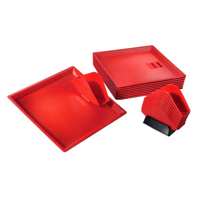 Kit complet de 15 plateaux + 15 pinces porte-sandwich - ROUGE Kit complet de 15 plateaux + 15 pinces porte-sandwich - ROUGE