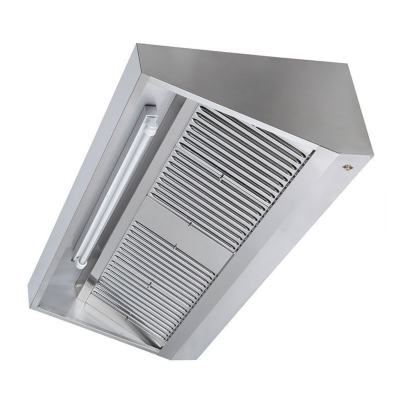 Hotte murale sans moteur 2000x700x450mm avec éclairage, filtre et robinet de vidange PREMIUM / GOLDINOX