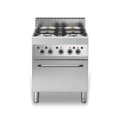 Cuisinière à gaz 4 brûleurs (17,2 kW) sur four gaz (5 kW) PREMIUM / GOLDINOX