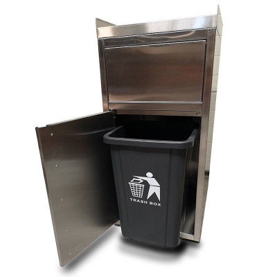 Lot de 2 poubelles snack en inox avec bac plastique (560 x 530 x 1230 mm) / GOLDINOX Lot de 2 poubelles snack en inox avec bac plastique (560 x 530 x 1230 mm) / GOLDINOX