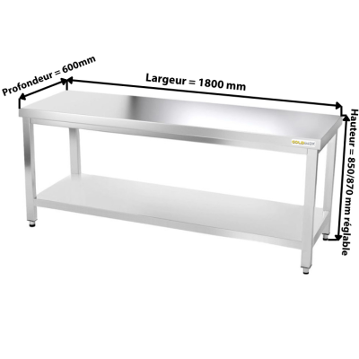 Table inox 1800 x 600 mm PREMIUM / GOLDINOX
