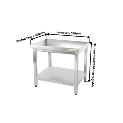 Table inox soubassement 600 x 600 mm PREMIUM / GOLDINOX