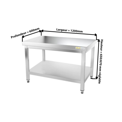 Table inox soubassement 1200 x 600 mm / GOLDINOX 