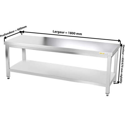 Table inox soubassement 1800 x 600 mm / GOLDINOX 