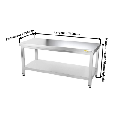 Table inox soubassement 1400 x 700 mm / GOLDINOX 