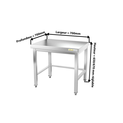 Table inox soubassement 700 x 700 mm avec renfort / GOLDINOX 