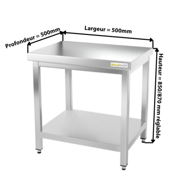 Table inox 500 x 500 mm PREMIUM / GOLDINOX