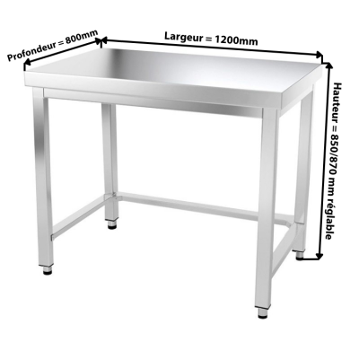 Table inox 1200 x 800 mm avec renfort / GOLDINOX