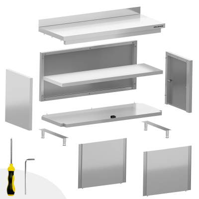 Meuble bas inox 2000 x 600 mm adossé PREMIUM FLEX / GOLDINOX