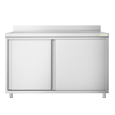 Meuble bas inox 1400 x 600 mm adossé PREMIUM / GOLDINOX