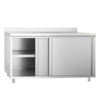 Meuble bas inox 1800 x 600 mm adossé PREMIUM / GOLDINOX