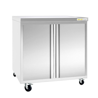 Meuble bas inox 800 x 600 mm sur roulettes PREMIUM / GOLDINOX