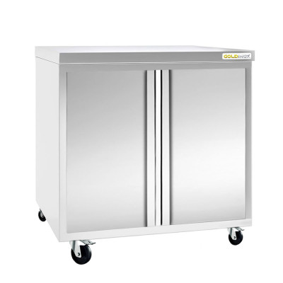 Meuble bas inox 800 x 700 mm sur roulettes PREMIUM / GOLDINOX