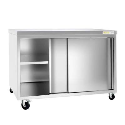 Meuble bas inox 1500 x 700 mm sur roulettes PREMIUM / GOLDINOX
