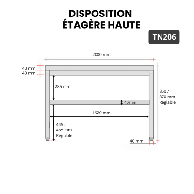 Table inox 2000 x 600 mm PREMIUM / GOLDINOX