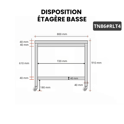 Table inox 600 x 600 mm sur roulettes PREMIUM / GOLDINOX