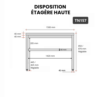 Table inox 1500 x 700 mm PREMIUM / GOLDINOX