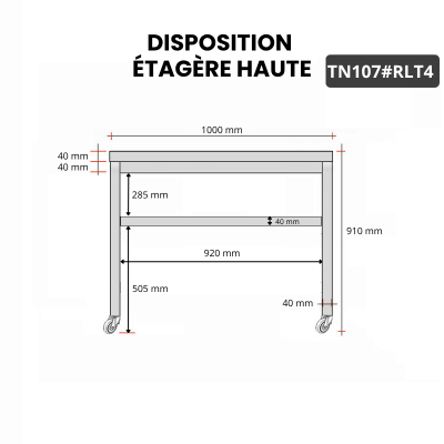 Table inox 1000 x 700 mm sur roulettes / GOLDINOX 