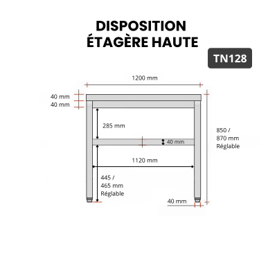 Table inox 1200 x 800 mm / GOLDINOX