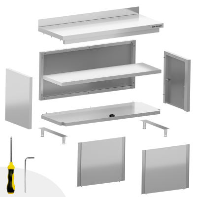 Meuble bas inox 2000 x 800 mm adossée / GOLDINOX