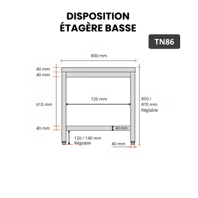 Table inox 800 x 600 mm PREMIUM / GOLDINOX