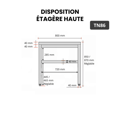 Table inox 800 x 600 mm PREMIUM / GOLDINOX