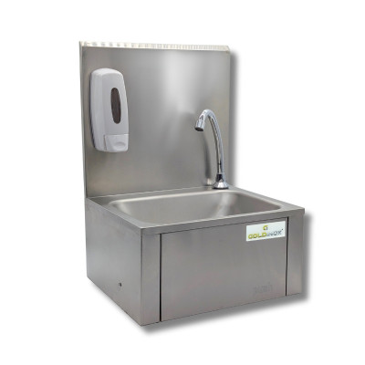 Lot de 2 Lave-mains à commande fémorale + Distributeur de savon PREMIUM / GOLDINOX