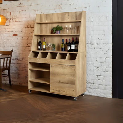 Desserte de service en bois clair avec service haut (à monter) / GOLDINOX