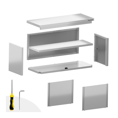 Placard mural inox 1200 x 400 mm / Hauteur 650 mm avec portes coulissantes PREMIUM / GOLDINOX