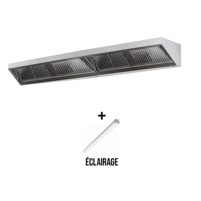 Hotte murale sans moteur 3600x900x450 mm avec éclairage, filtre et robinet de vidange PREMIUM / GOLDINOX