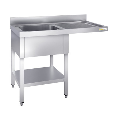 Plonge lave-vaisselle inox 1 bac 1200x600 mm avec égouttoir à droite IDEAL - GOLDINOX
