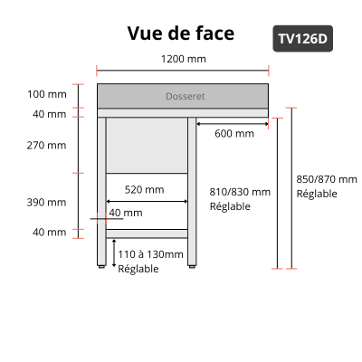 Plonge lave-vaisselle inox 1 bac 1200x600 mm avec égouttoir à droite IDEAL - GOLDINOX Plonge lave-vaisselle inox 1 bac 1200x600 mm avec égouttoir à droite IDEAL - GOLDINOX