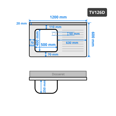 Plonge lave-vaisselle inox 1 bac 1200x600 mm avec égouttoir à droite IDEAL - GOLDINOX Plonge lave-vaisselle inox 1 bac 1200x600 mm avec égouttoir à droite IDEAL - GOLDINOX