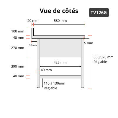 Plonge lave-vaisselle inox 1 bac - 1200 x 600 mm égouttoir gauche PREMIUM / GOLDINOX