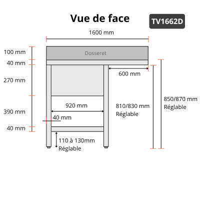 Plonge lave-vaisselle inox 2 bacs - 1600 x 600 mm égouttoir droit PREMIUM / GOLDINOX Plonge lave-vaisselle inox 2 bacs - 1600 x 600 mm égouttoir droit PREMIUM / GOLDINOX